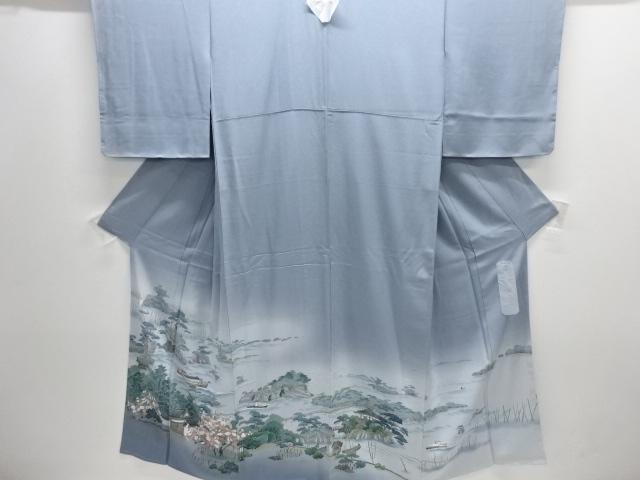 未使用品　仕立て上がり　作家物　手描き友禅　屋敷に風景模様一つ紋色留袖